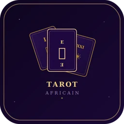 Icône du Tarot Africain : trois cartes dorées en éventail sur fond violet nuit